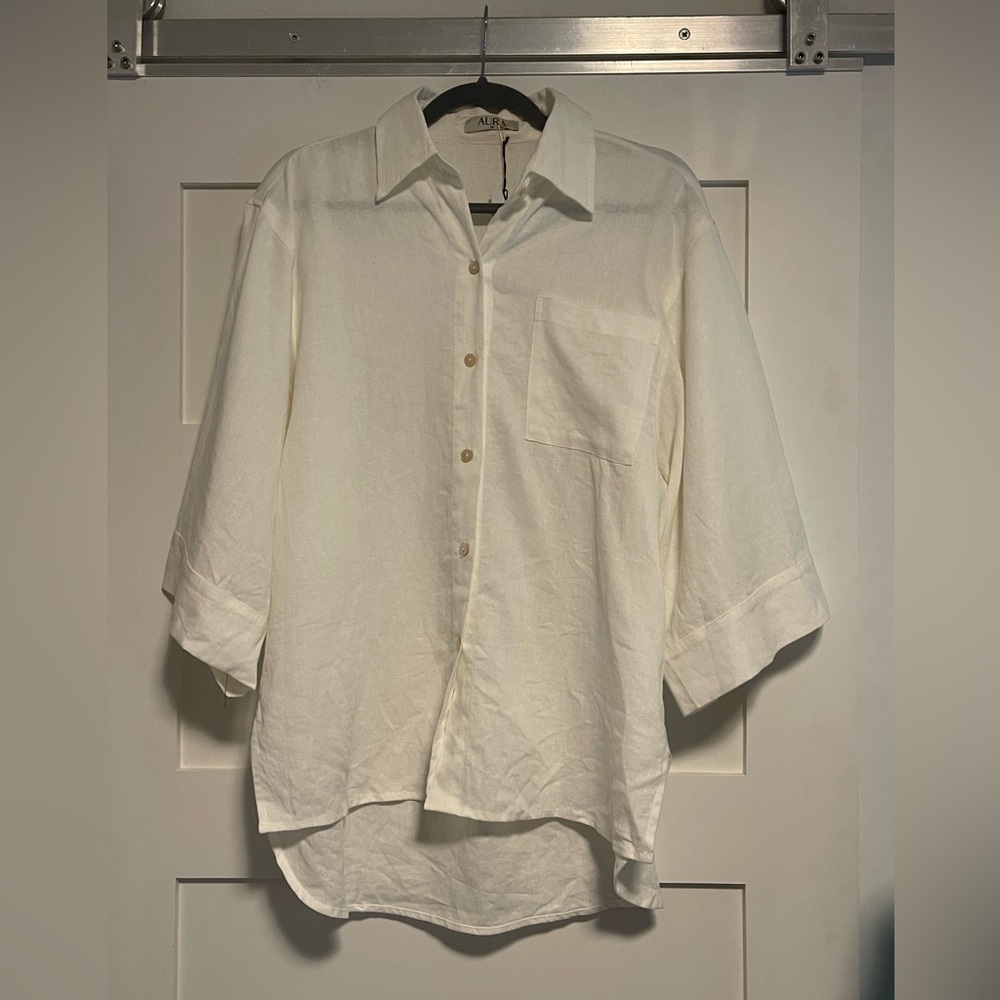 Aura Linen/Viscose Off White Top and Bottom Size Medium